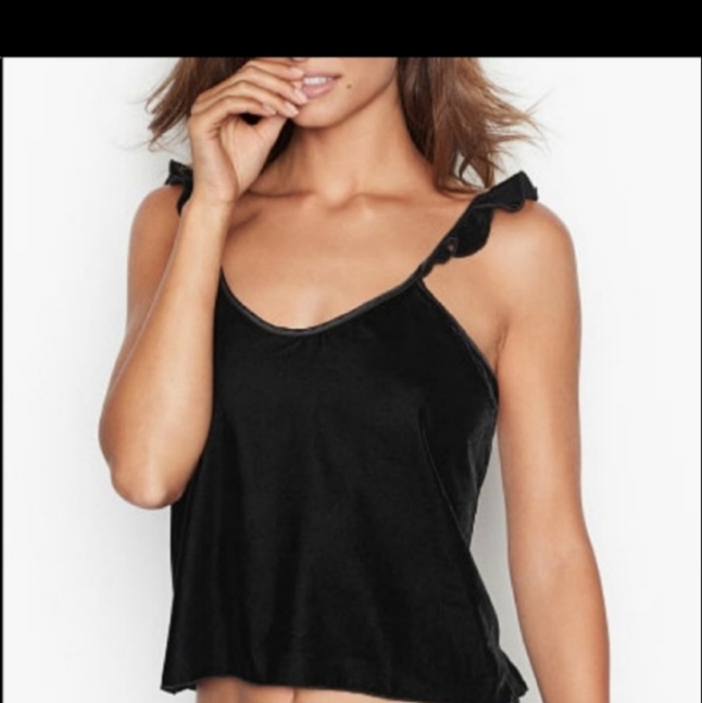 Victoria Secret Velvet Ruffle Tank Cami L